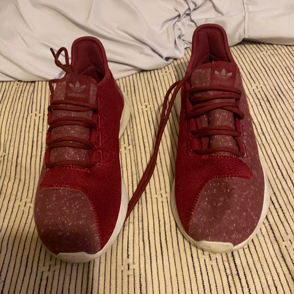 Maroon adidas sneakers